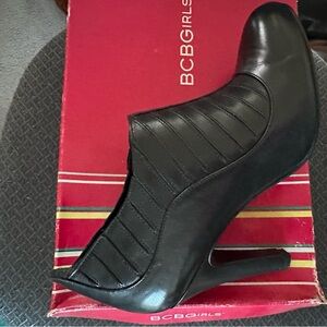 BCBGirls Black Leather Heeled Booties